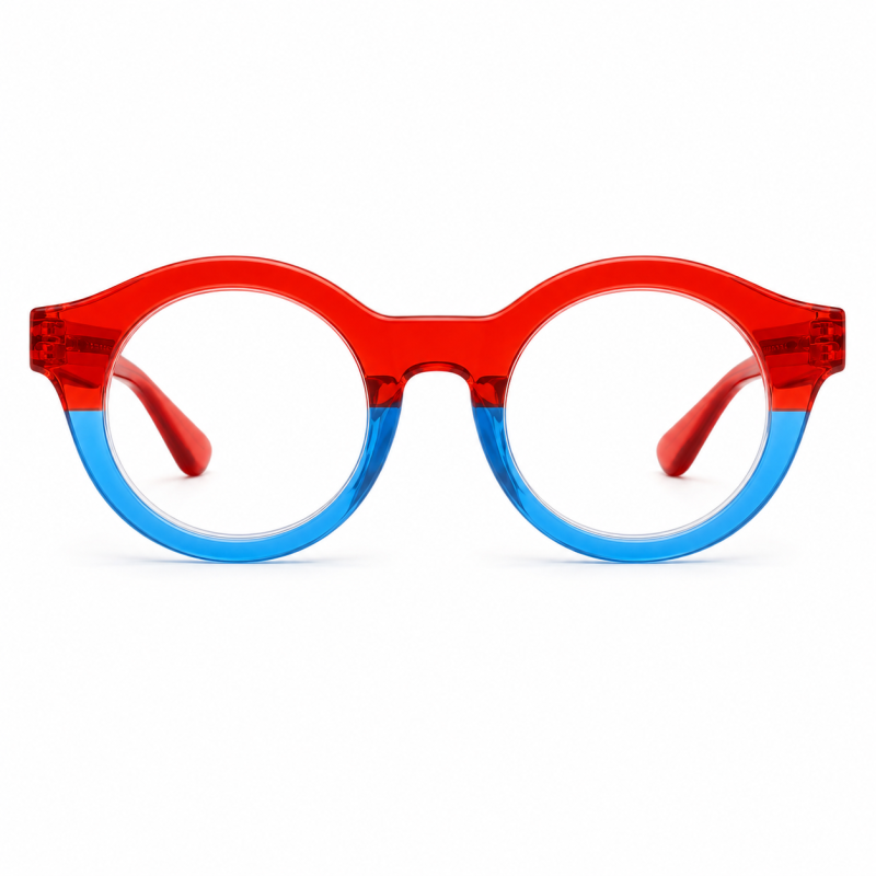 Lunettes loupes Bicolore rouge et bleu